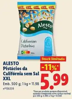 Lidl Alesto - pistaciones da california sem sal xxl promoção