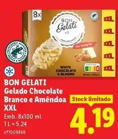 Lidl Xxl - gelado chocolate branco e amêndoa xxl promoção