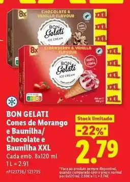 Lidl Xxl - cones de morango e baunilha/ chocolate e baunilha promoção