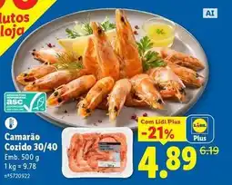 Lidl Lidl - camarão cozido 30/40 promoção