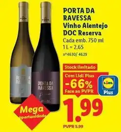 Lidl Porta da ravessa - vinho alentejo doc reserva promoção