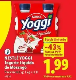Lidl Nestle - yoggi iogurte liquido de morango promoção