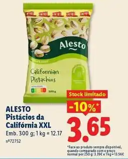 Lidl Alesto - pistaciones da california xxl promoção