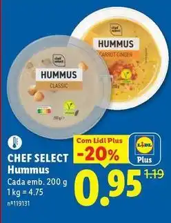 Lidl Chef select - hummus promoção