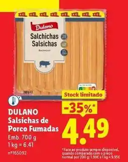 Lidl Dulano - salsichas de porco fumadas promoção