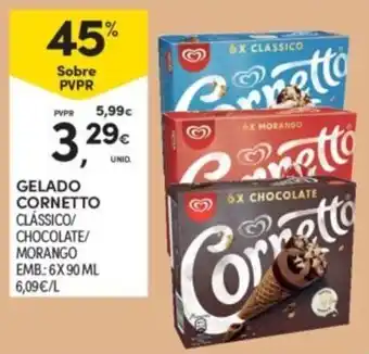 Continente gelado cornetto clássico/chocolate/morango promoção