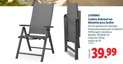 Lidl livarano cadeira dobrável em alumínio para jardim promoção
