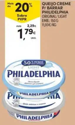 Continente Queijo creme p/ barrar philadelphia original/light promoção