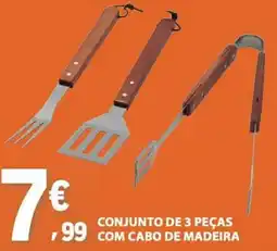 E.Leclerc Conjunto de 3 peças com cabo de madeira promoção