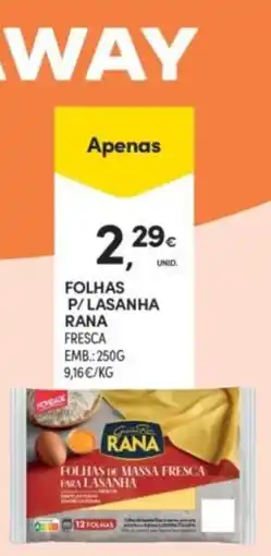 Continente Folhas de massa fresca para lasanha rana promoção