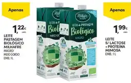 Continente Leite pastagem biológico milhafre magro/meio gordo promoção