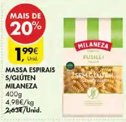 Pingo Doce massa espirais s/glúten milaneza promoção