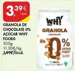 Pingo Doce granola de chocolate 0% açúcar why foods promoção