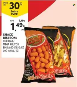 Continente Snack bim bom cocktail/ mega rolitos promoção