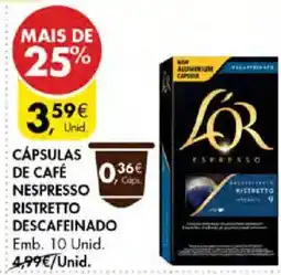 Pingo Doce Cápsulas de café nespresso ristretto descafeinado promoção