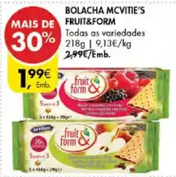 Pingo Doce Bolacha McVitie's Fruit&Form promoção
