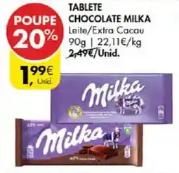 Pingo Doce Tablete chocolate milka leite/extra cacau promoção