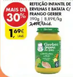 Pingo Doce Refeição infantil de ervilhas e batata c/ frango gerber promoção