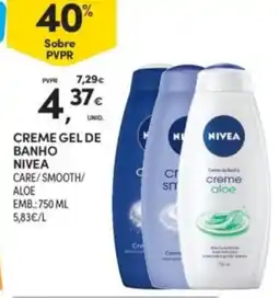 Continente creme gel de banho nivea care/smooth/aloe promoção