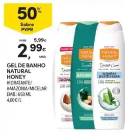 Continente Gel de banho natural honey promoção