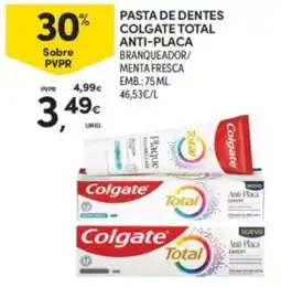 Continente Pasta de dentes colgate total anti-placa branqueador/menta fresca promoção