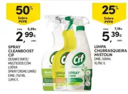 Continente spray cleanboost cif desinfetante multiusos com lixívia spray creme limão promoção
