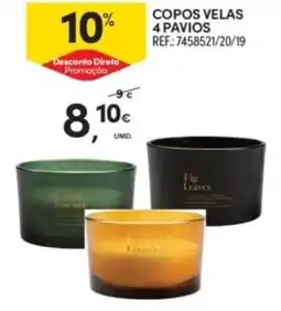 Continente Copos velas 4 pavios promoção