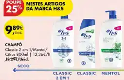 Pingo Doce Champô classic 2 em 1/mentol/citrus promoção