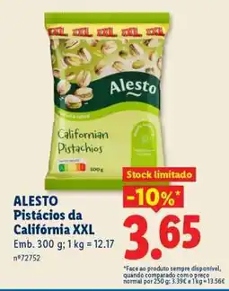 Lidl Alesto Pistácios da Califórnia XXL promoção