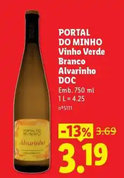 Lidl PORTAL DO MINHO Vinho Verde Branco Alvarinho DOC promoção