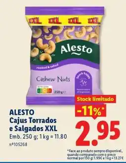 Lidl Alesto Cajus Torrados e Salgados XXL promoção