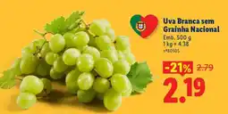 Lidl Uva Branca sem Grainha Nacional promoção