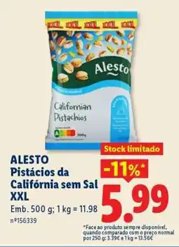 Lidl ALESTO Pistácios da Califórnia sem Sal XXL promoção