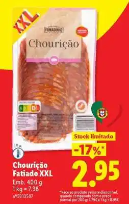 Lidl Chouriço Fatiado XXL promoção