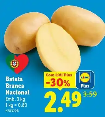 Lidl Batata Branca Nacional promoção