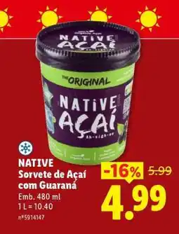 Lidl NATIVE Sorvete de Açaí com Guaraná promoção