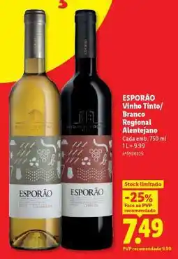 Lidl ESPORÃO Vinho Tinto/Branco Regional Alentejano promoção