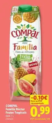 Lidl COMPAL Família Néctar Frutos Tropicais promoção