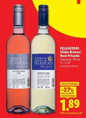 Lidl FELGUEIRAS Vinho Branco/Rosé Frisante promoção