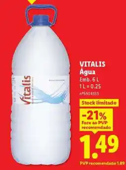 Lidl Vitalis Água promoção