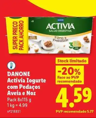 Lidl DANONE Activia Iogurte com Pedaços Aveia e Noz promoção