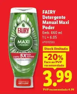 Lidl FAIRY Detergente Manual Maxi Poder promoção