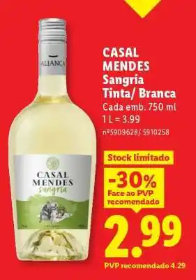 Lidl Casal Mendes Sangria Tinta/Branca promoção
