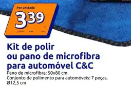 Action C&c - kit de polir ou pano de microfibra para automovel promoção