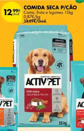 Pingo Doce Activ pet comida seca p/cão com vaca legumes e fruta promoção