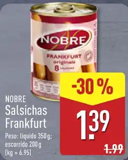ALDI Nobre salsichas frankfurt promoção