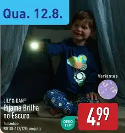 ALDI Lily & Dan Pijama Brilha no Escuro promoção