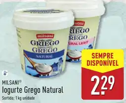 ALDI Milsani logurte Grego Natural promoção