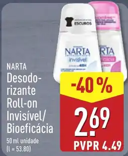 ALDI Narta desodorizante roll-on invisível/bioeficácia promoção