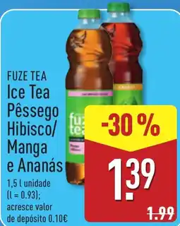ALDI Fuze Tea Ice Tea Pêssego Hibisco/ Manga e Ananás promoção